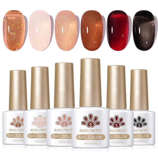 Born Pretty jelly gel nail polish set in brown for rich fall color and easy layering
