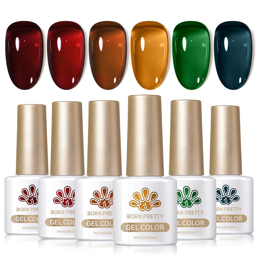 Born Pretty jelly gel nail polish brown for translucent manicure options.