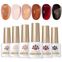 Born Pretty jelly gel nail polish set in brown for rich fall color and easy layering