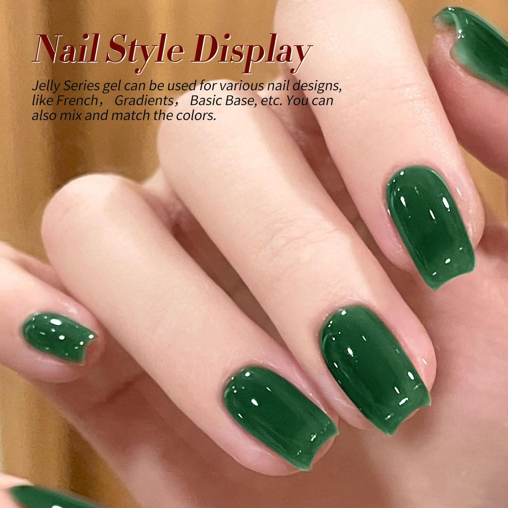 Born Pretty jelly gel nail polish green adds fresh, nature-inspired mood.