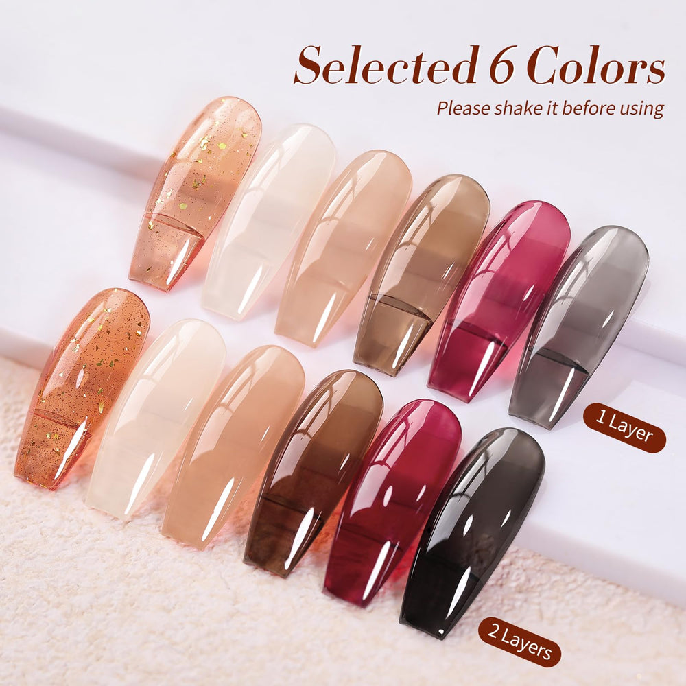 Born Pretty jelly gel nail polish set sheer milky nude for soft natural look