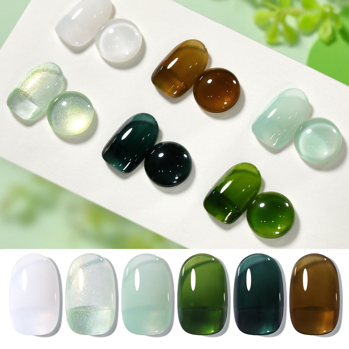 Born Pretty jelly green gel polish swatch shows vivid color and shine