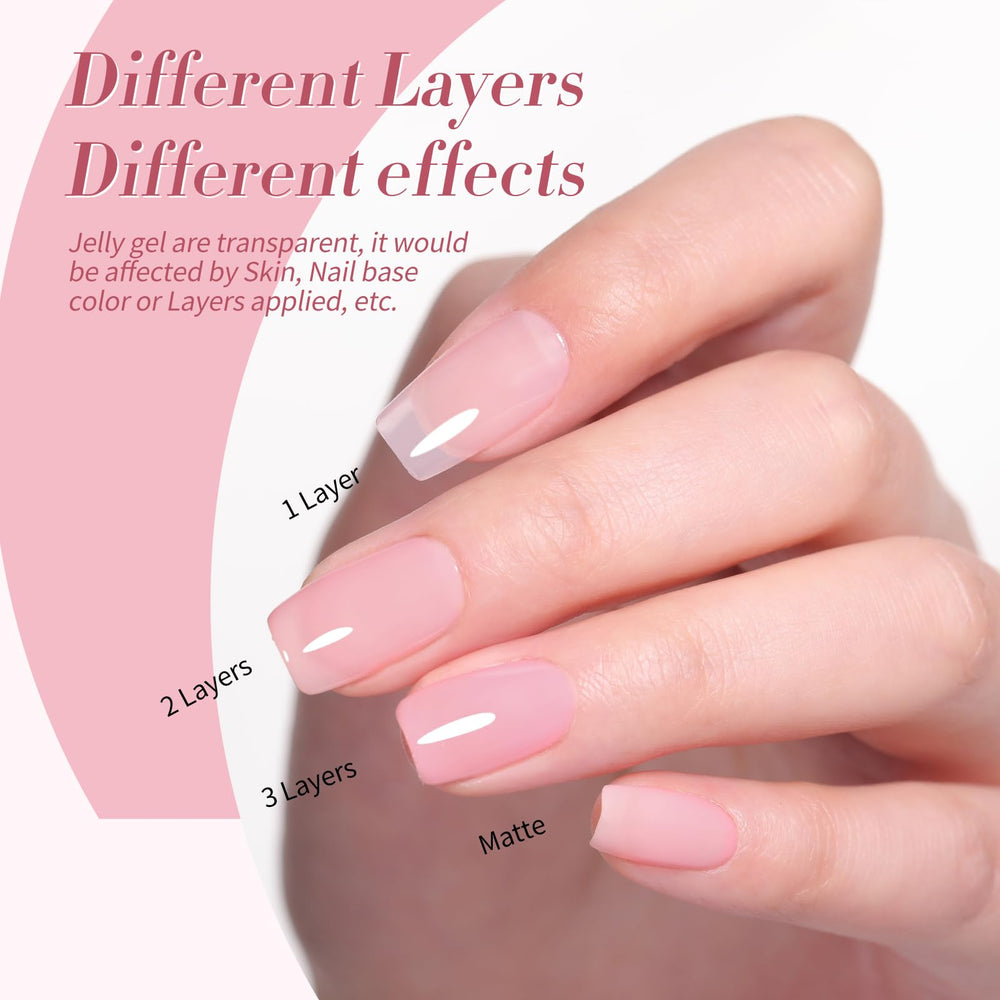 Born Pretty jelly pink jelly polish palette of soft nude pink shades