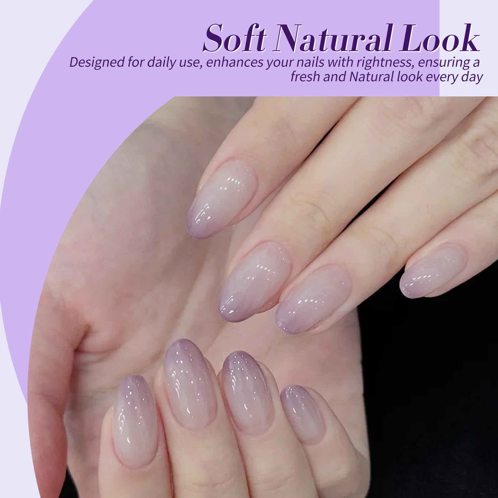 Born Pretty Jelly Purple Gel Nail Polish glossy shine after curing for a salon-like finish