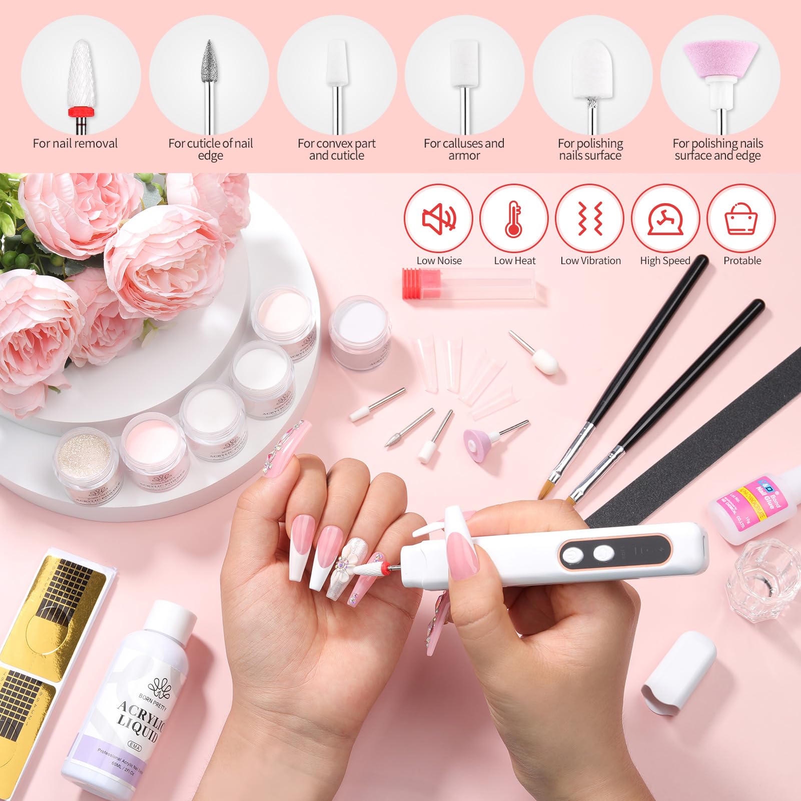 Born Pretty nail brushes and glass cup showcase precise control and clean mixing