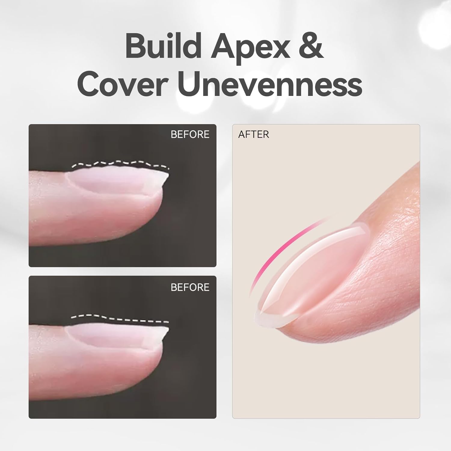 Born Pretty nail extensions shaped with builder gel for DIY manicure