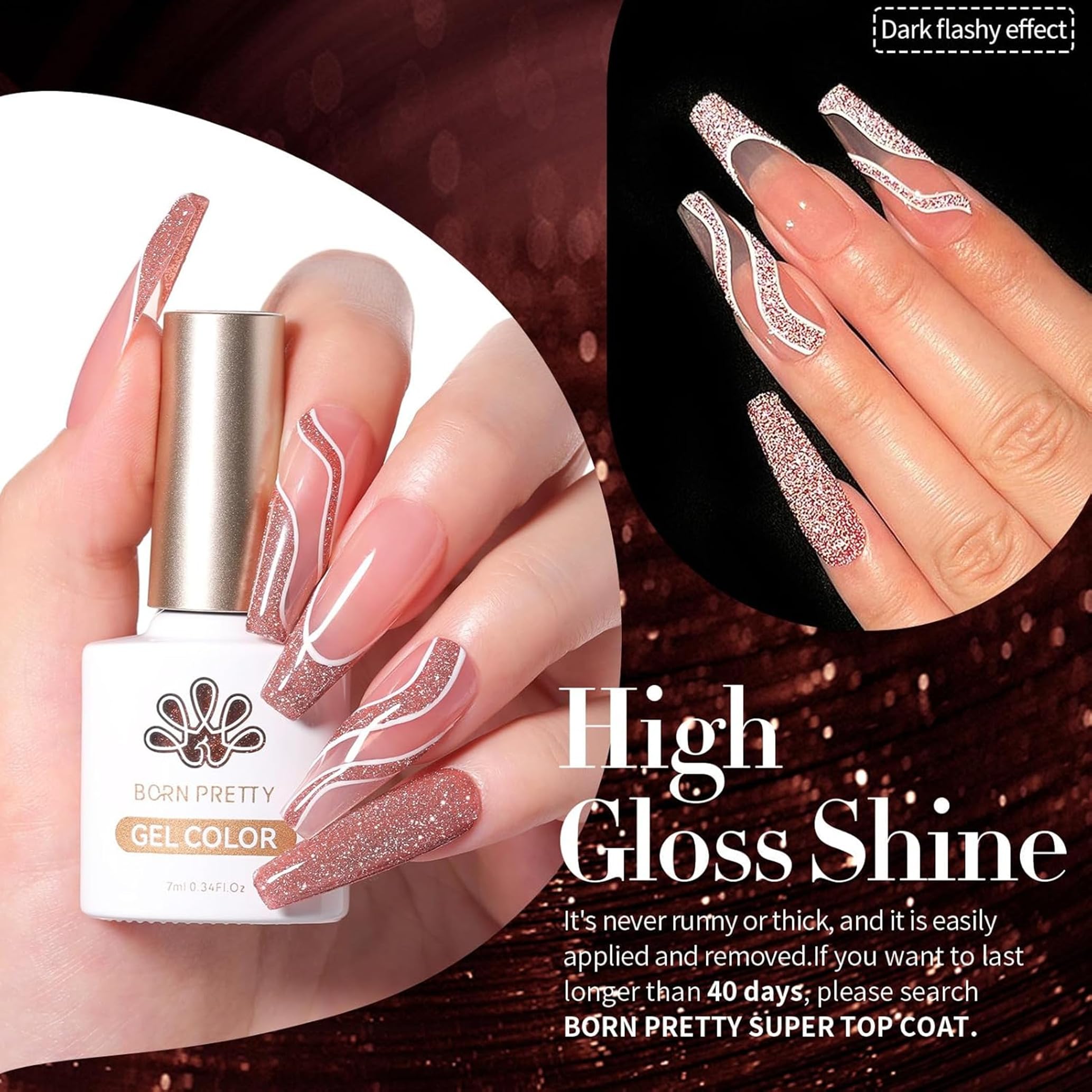 Born Pretty nails show disco effect for a vibrant party-ready manicure.