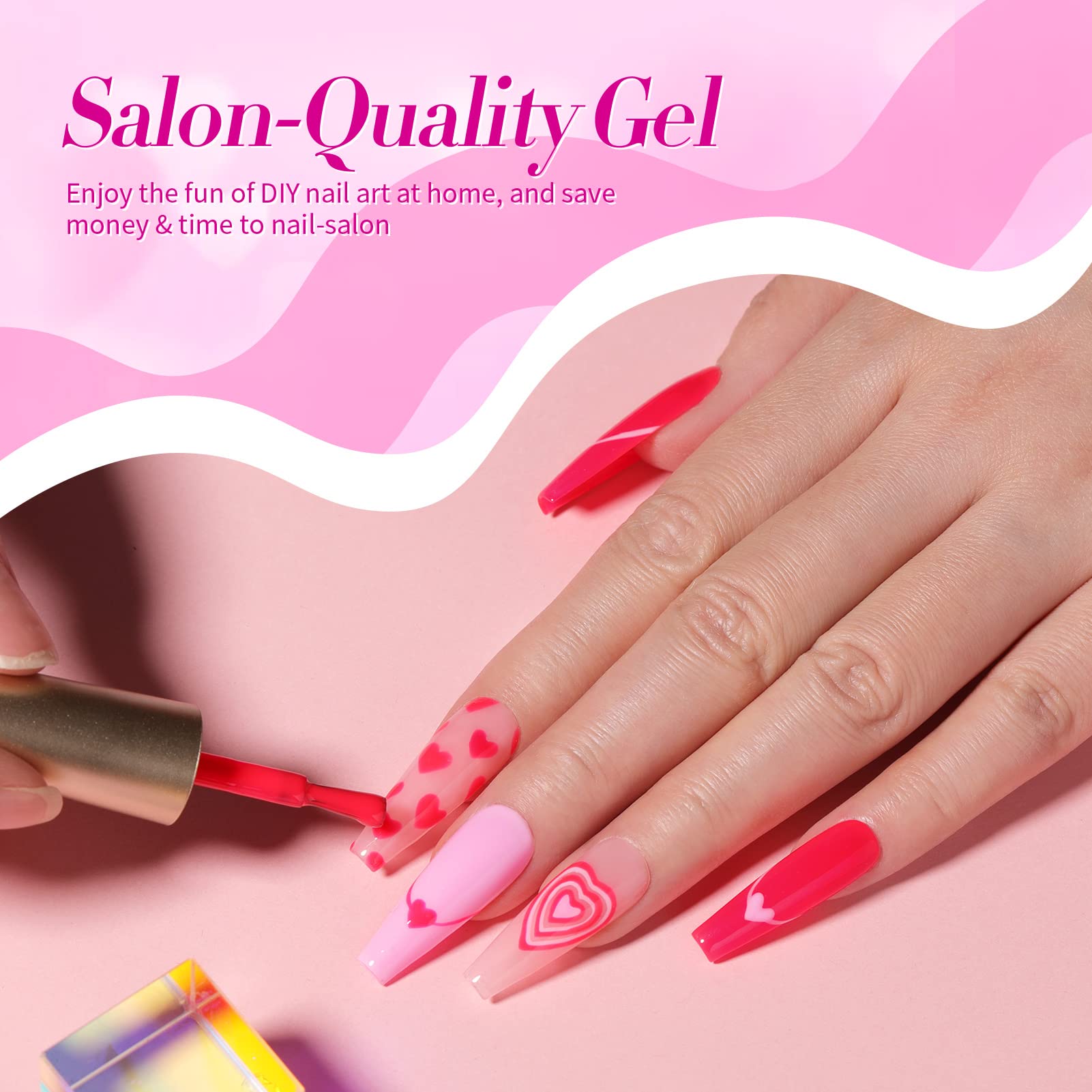 Born Pretty neon pink nails ready for at-home spa or salon use