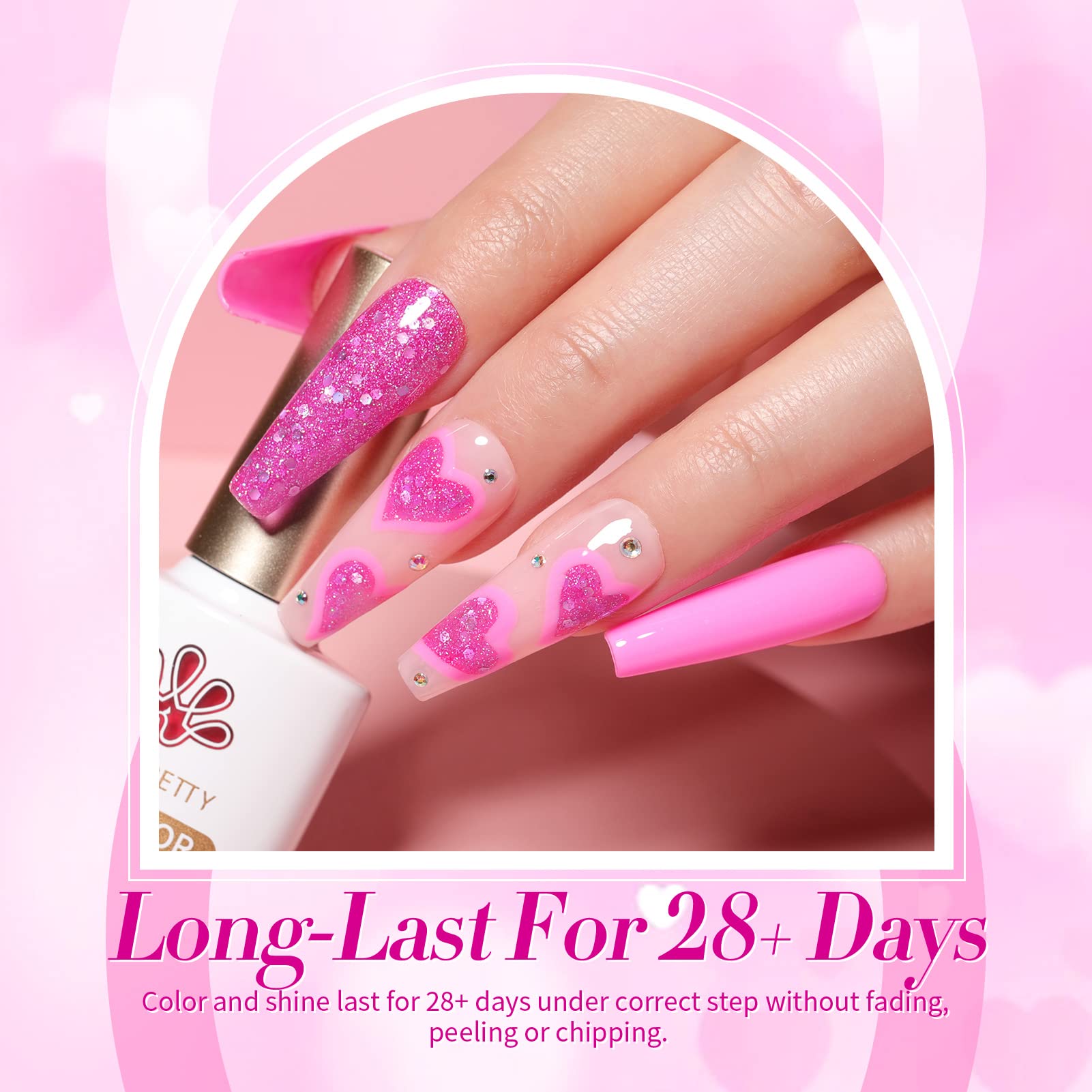 Born Pretty neon hot pink packaging box highlights the 7ml bottle set