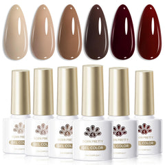 Born Pretty nude gel polish kit with six color bottles for chic autumn nails