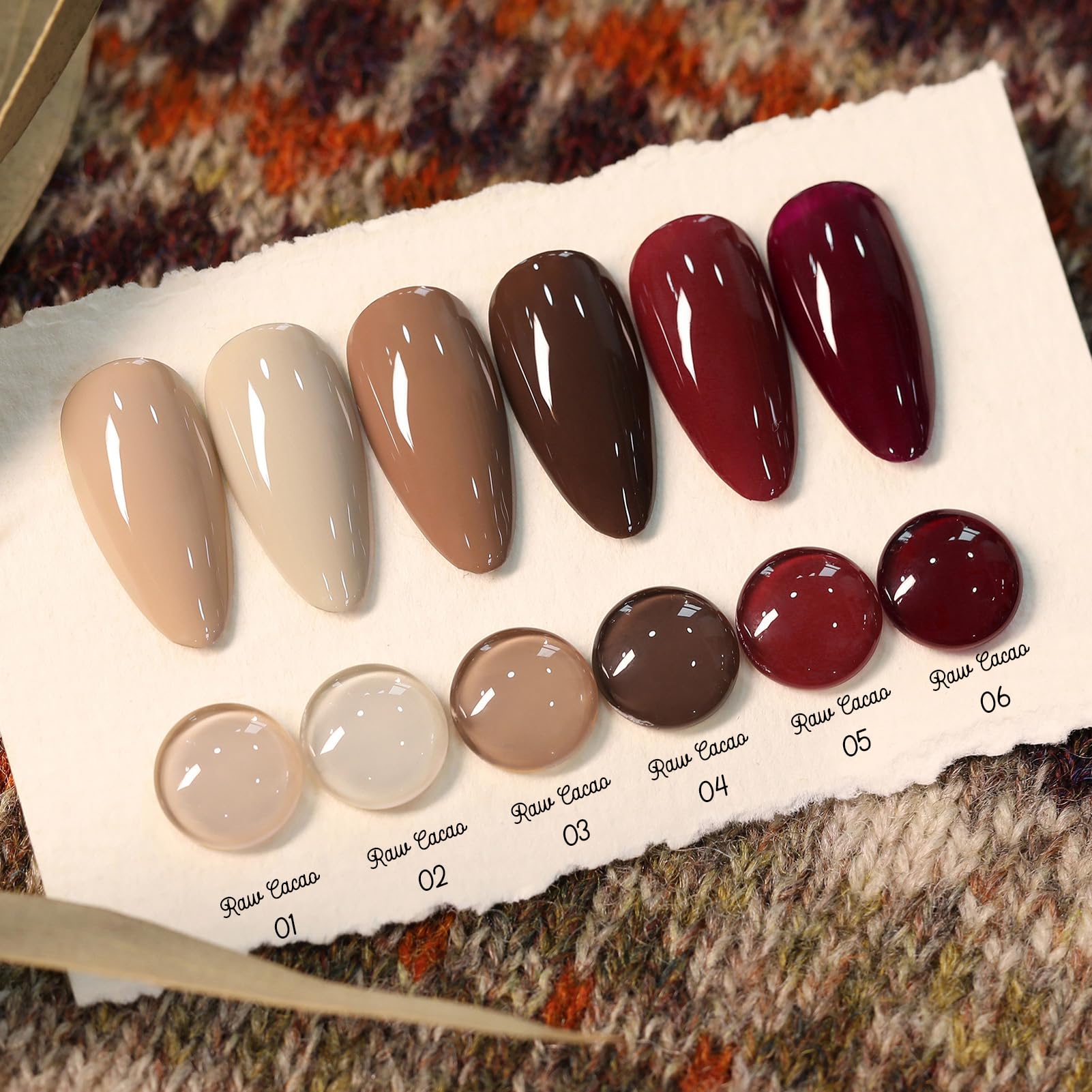Born Pretty chocolate brown swatch from the nude gel set for sophisticated manicure