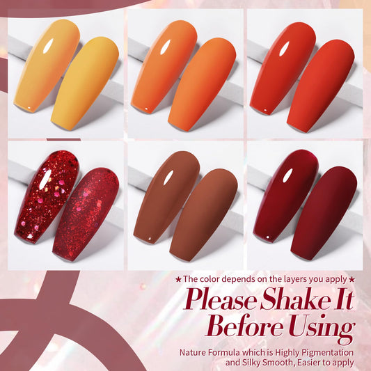 Born Pretty orange red shimmer gel polish for vibrant, glossy finish