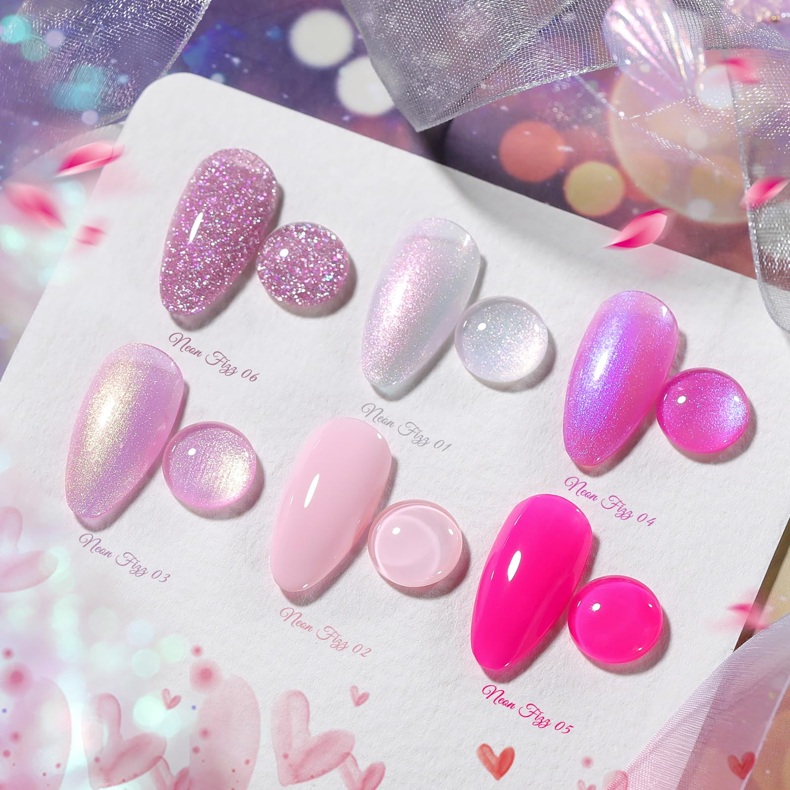 Born Pretty pink gel nail polish palette with light to hot pink shades for chic at-home manicures.