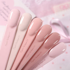 Born Pretty pink gel polish swatches showcase the color range from nude to pink.