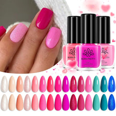 Born Pretty Nail Polish Set closeup highlights 15 glossy shades for DIY nails.
