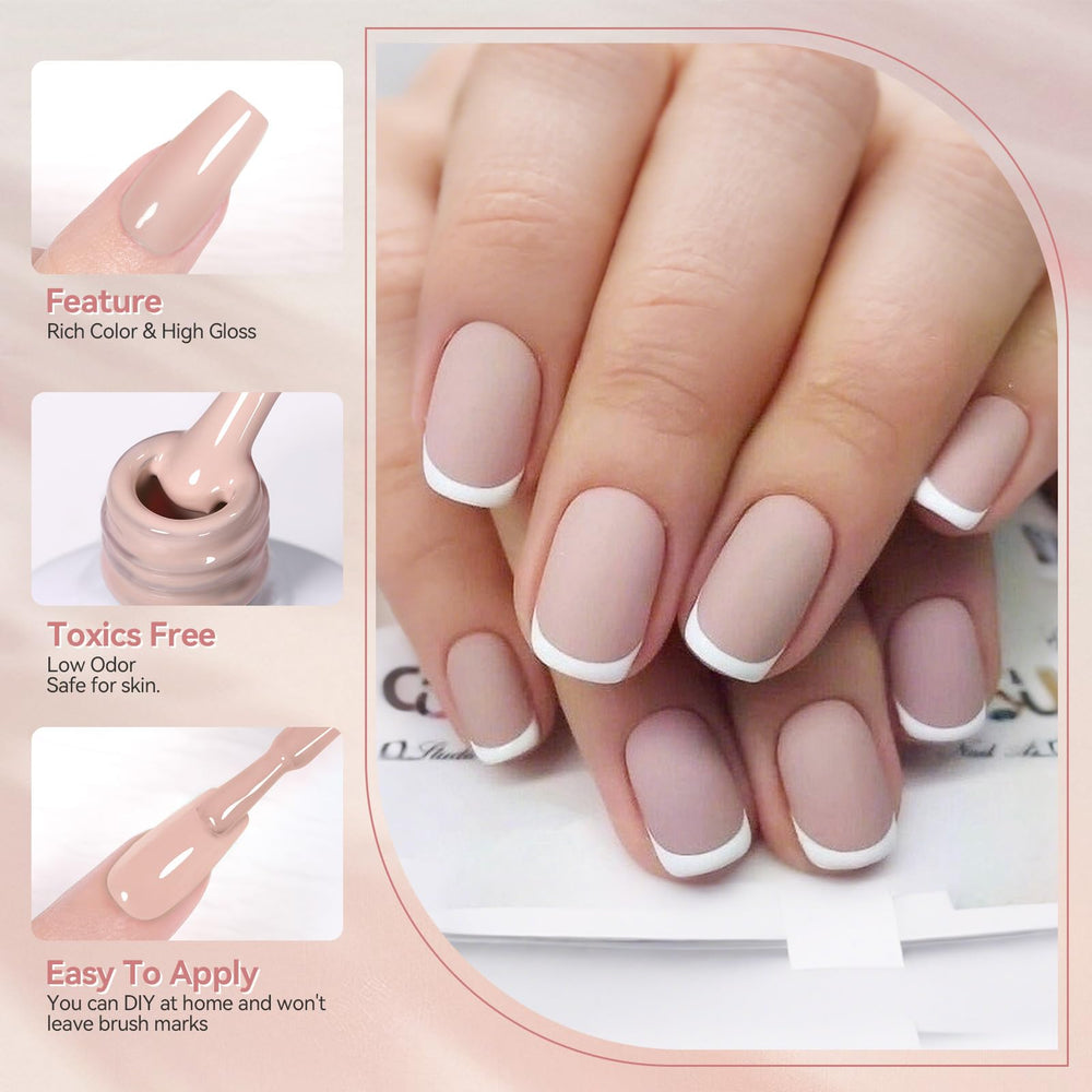 Born Pretty Pink Nude Gel Nail Polish remains tacky after curing; needs base and top coat.