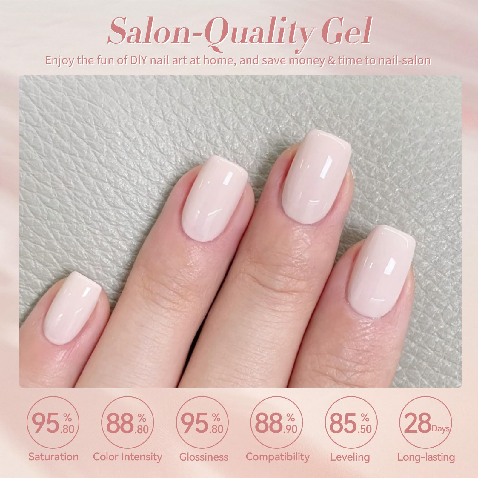 Born Pretty Pink Nude Gel Nail Polish durable finish with rich color payoff.