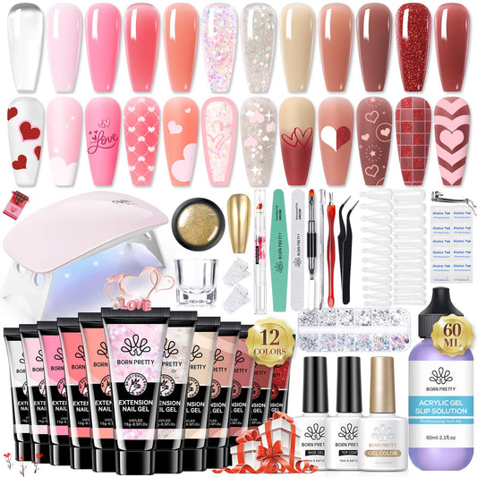 Born Pretty poly extension kit 12 colors collection for versatile at-home nail extensions