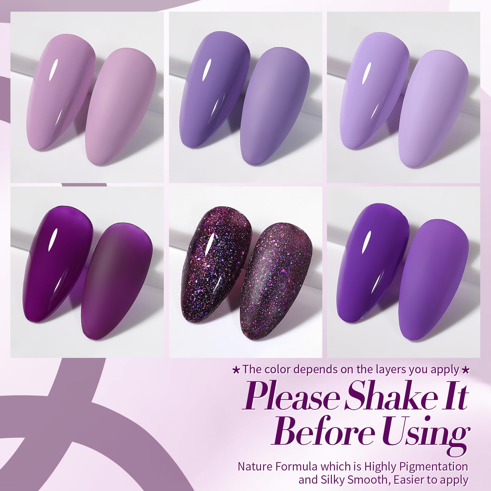 Born Pretty deep plum glitter gel polish with dramatic sparkle