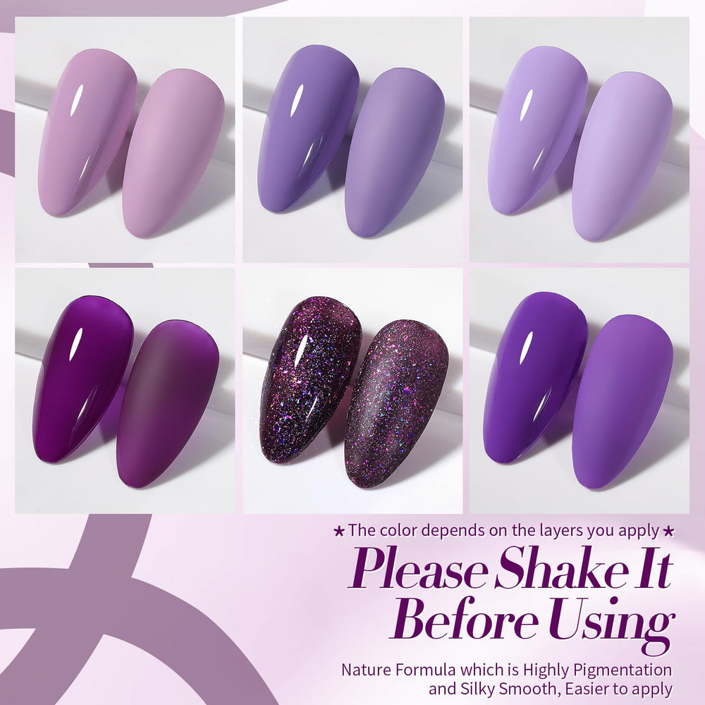 Born Pretty deep plum glitter gel polish with dramatic sparkle