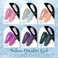 Close-up of holographic glitter sequins in Born Pretty polish for radiant nails