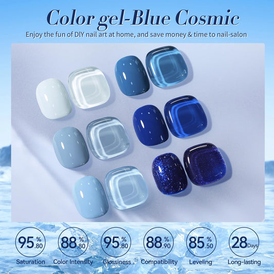 Born Pretty sky blue gel polish for a calm daytime manicure with shine.
