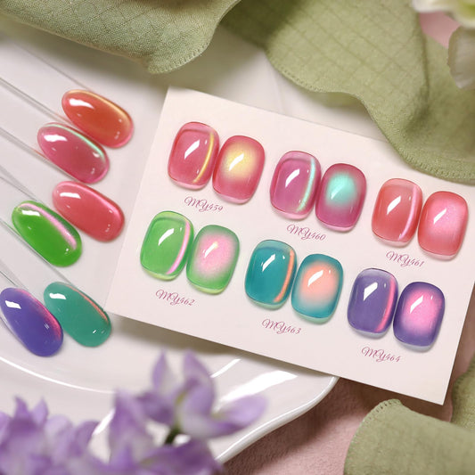 Born Pretty pink cat eye gel polish with magnetic shimmer for at-home manicure.