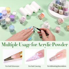 Born Pretty acrylic powder red green blue palette for vibrant French extensions.