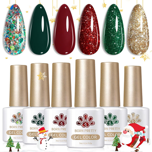 Born Pretty Christmas green glitter gel nail polish for festive nails and long wear