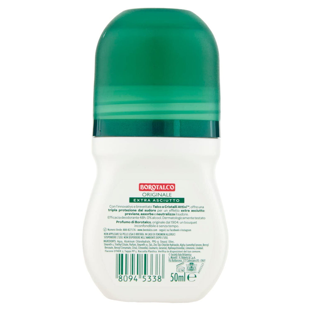 Borotalco packaging with two 50ml bottles for value and convenience.