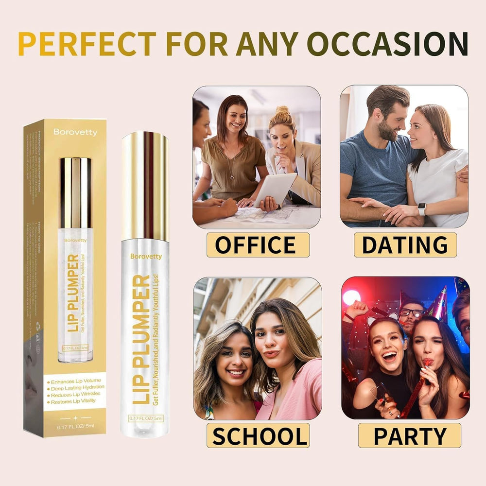 Borovetty gloss enriched with botanicals and vitamin E nourishes lips.