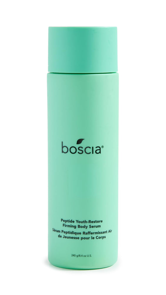 Boscia Peptide Youth-Restore Firming Body Serum bottle showing firming care for smoother skin.