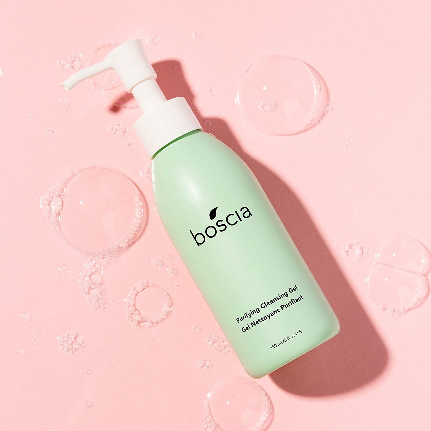 boscia Purifying Cleansing Gel lather closeup reveals gentle foam that cleans without drying.