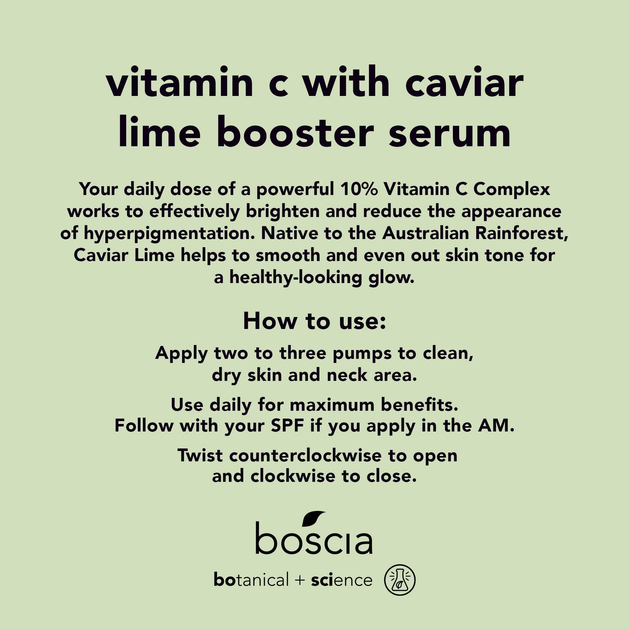 boscia Vitamin C with Caviar Lime Serum dropper in use for gentle exfoliation