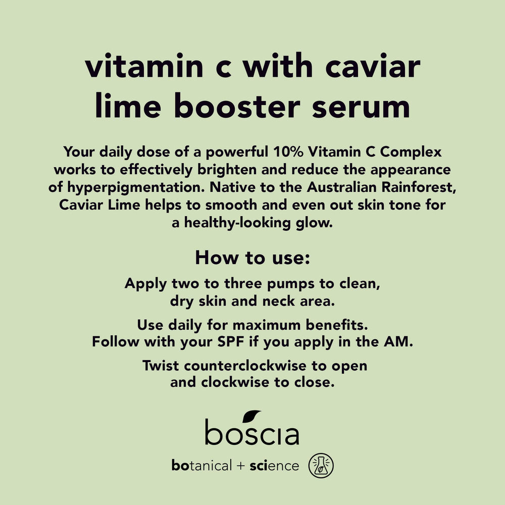 boscia Vitamin C with Caviar Lime Serum dropper in use for gentle exfoliation
