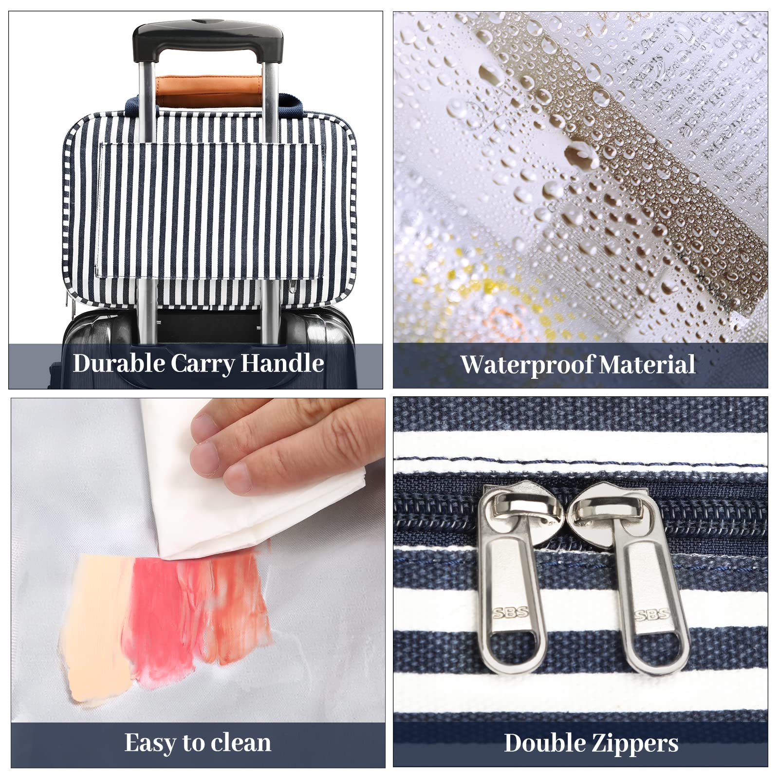 Bosidu toiletry bag interior features four compartments for organized essentials.