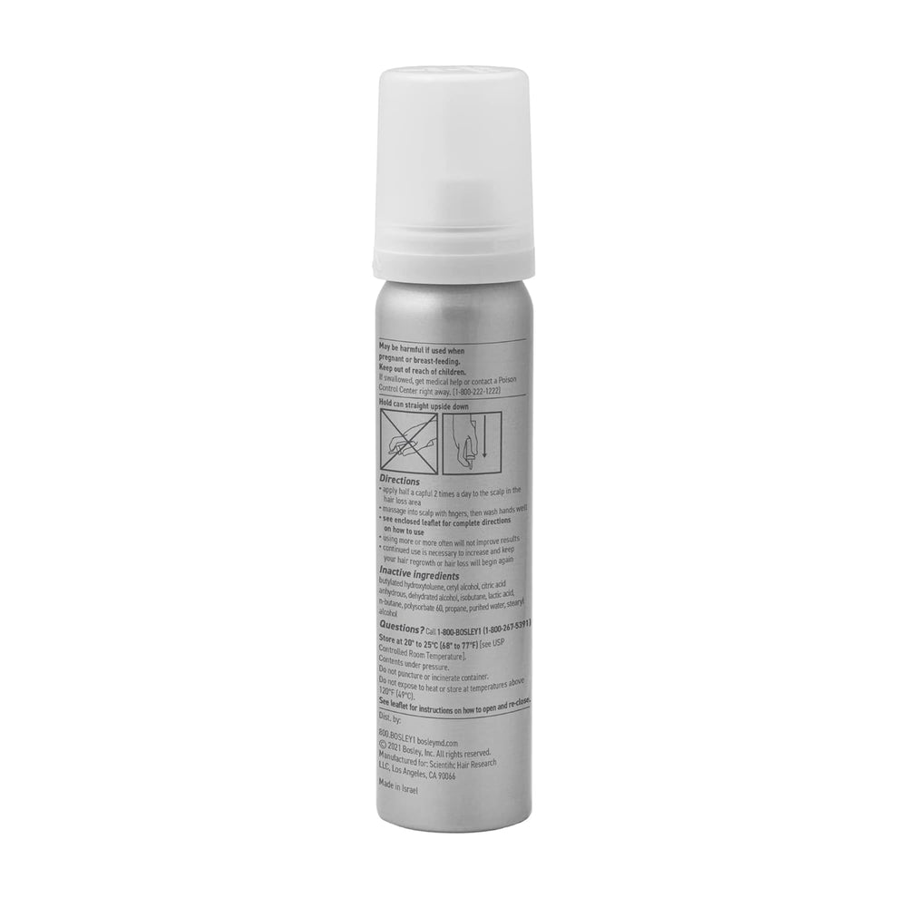 2 oz BosleyMD minoxidil foam provides a one-month supply.