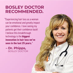 BosleyMD Revive+ woman applying serum to thinning area