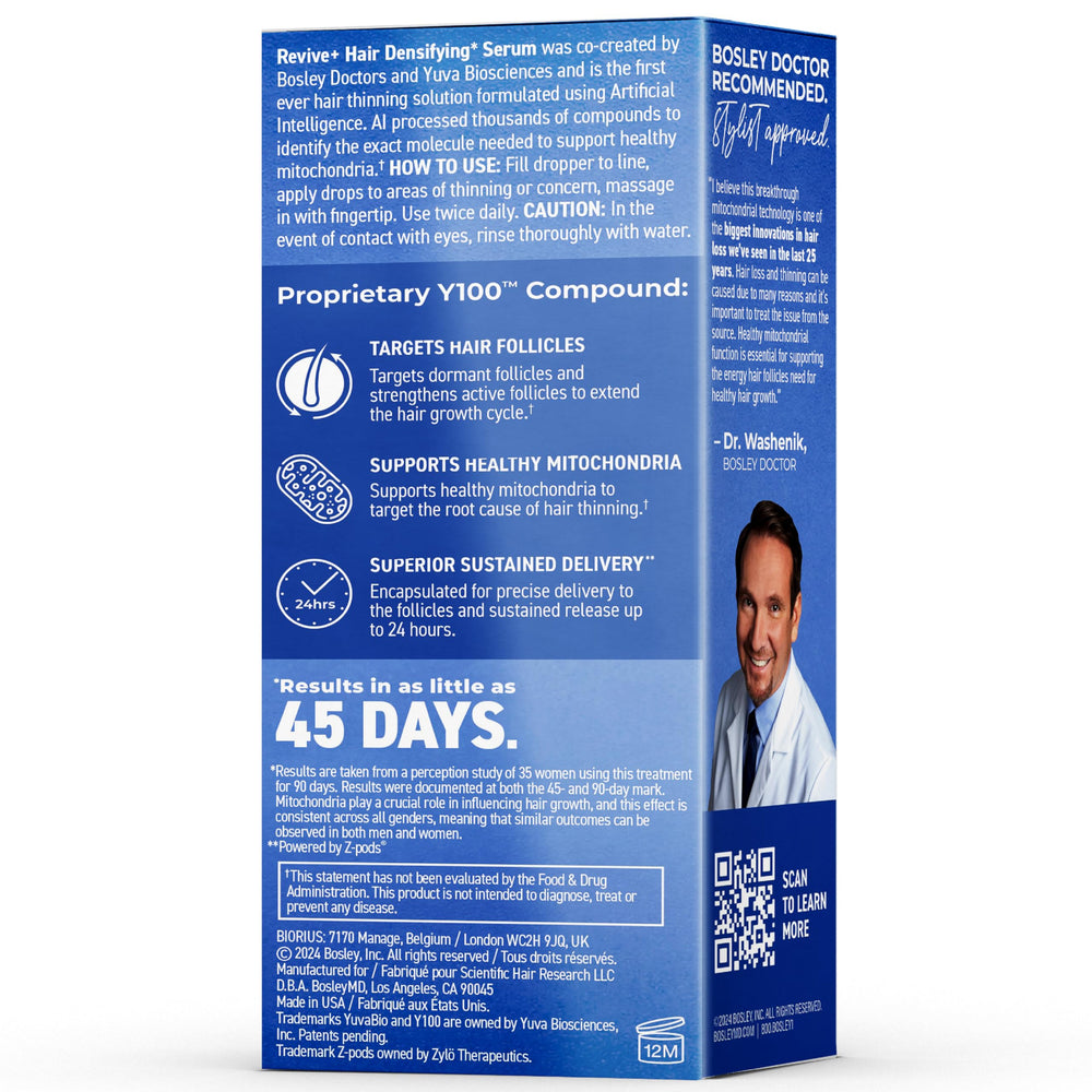 BosleyMD RevivePlus serum dropper close-up showing precise application for thinning spots