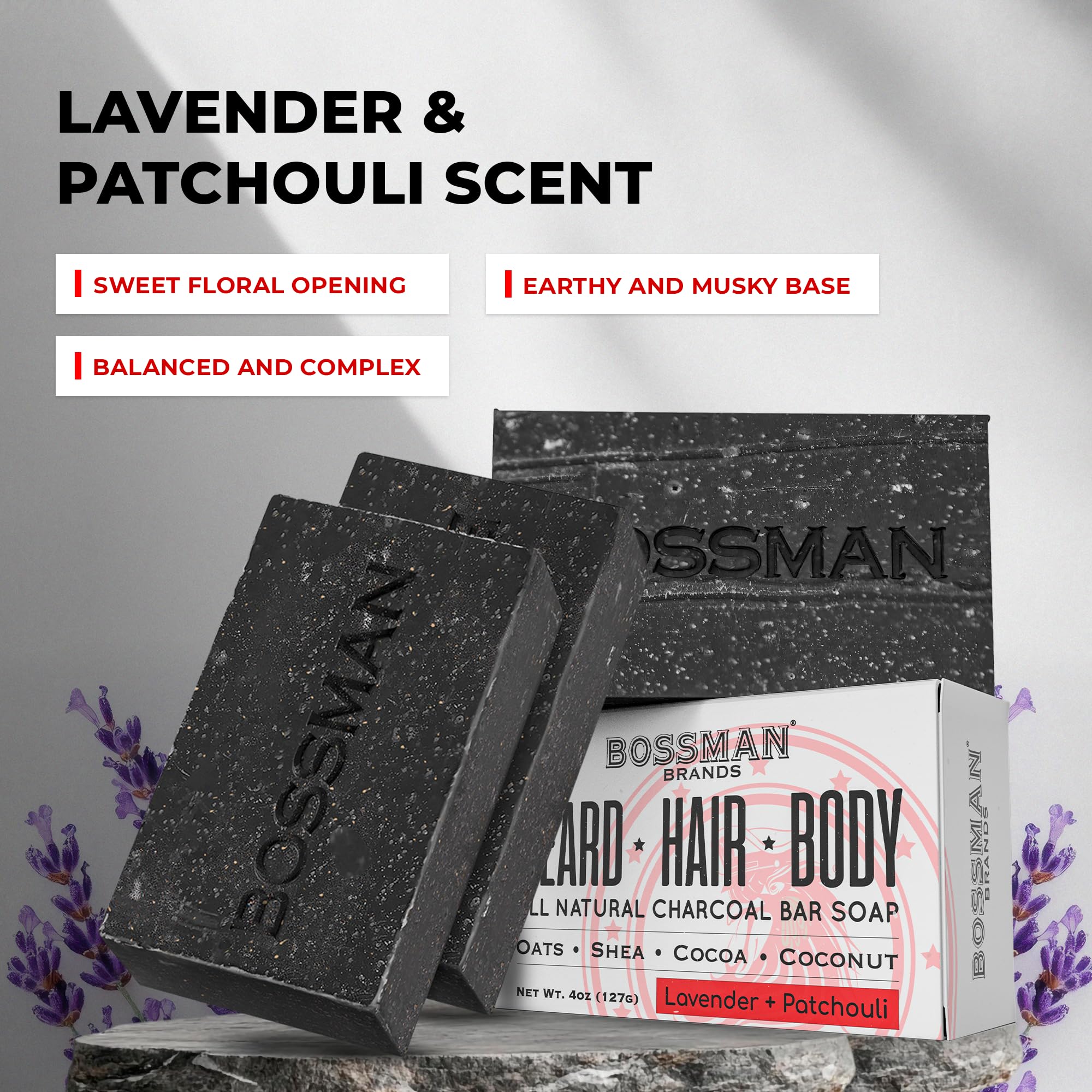 Bold triple-pack display from Bossman emphasizes value for daily grooming
