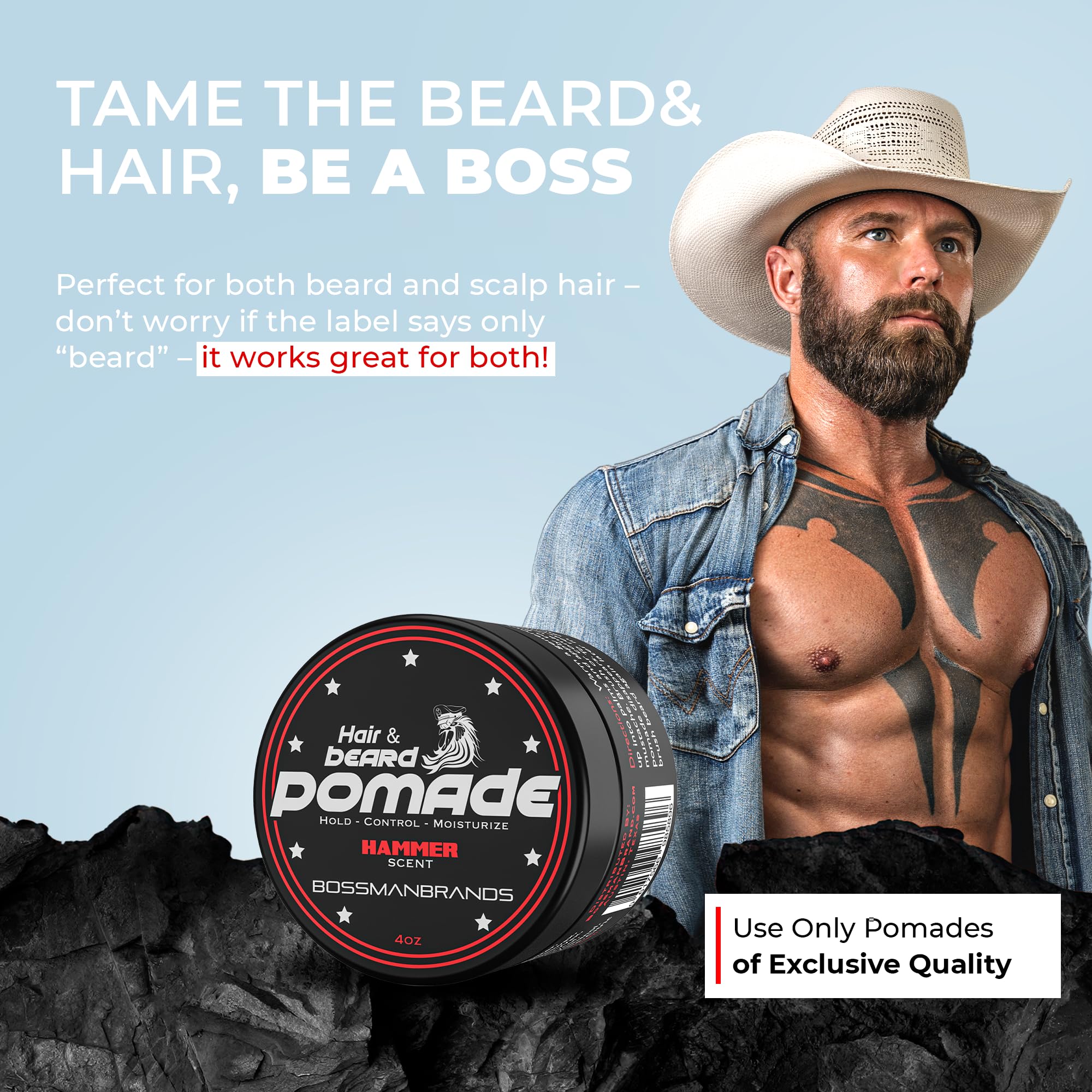 Blow-dry to set Bossman Hammer pomade style for a polished finish