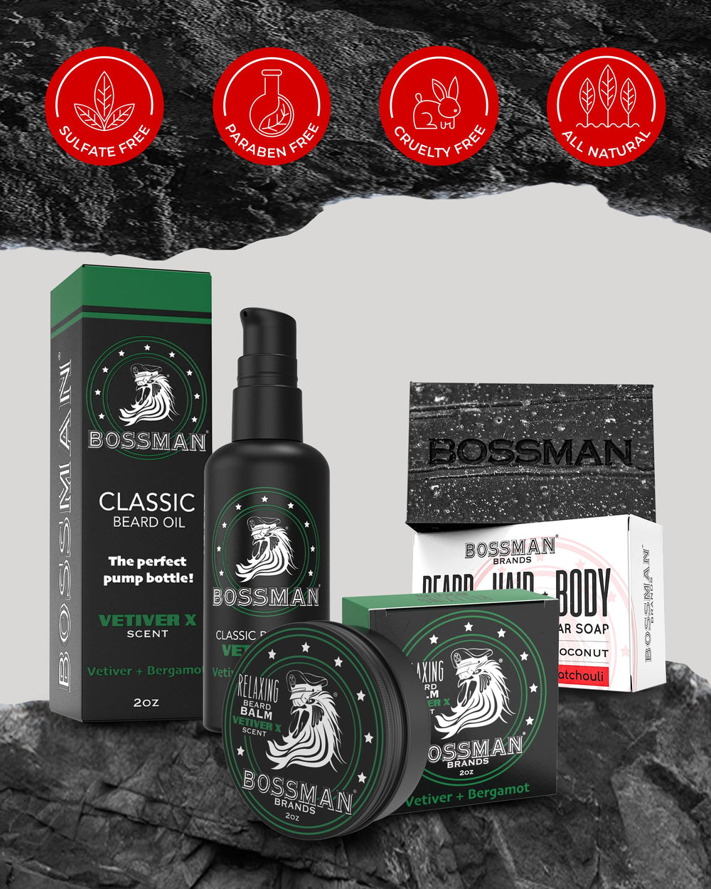 Bossman Starter Kit Vetiver X scent – fresh bergamot vanilla and cedarwood notes