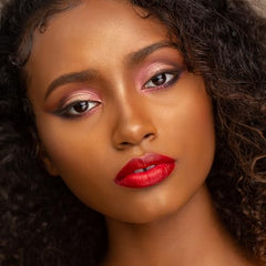 Bossy Cosmetics Ambitious Red matte finish closeup for smooth wear.