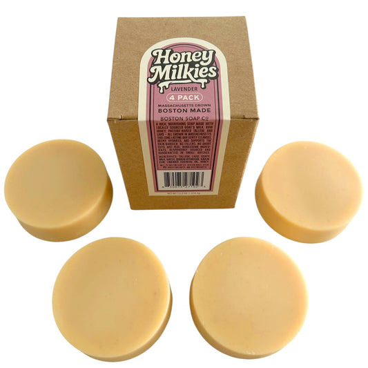 Boston Soap Co Lavender goat soap bar with grass-fed tallow for gentle nourishment