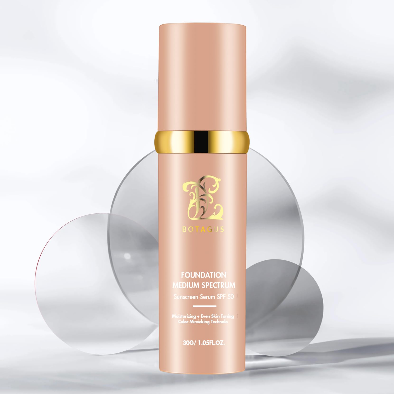 Botagus Match Foundation 4 in 1 bottle shows long-wear SPF50+ protection.