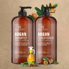 Botanic Hearth Argan set box highlights keratin and shea butter benefits.