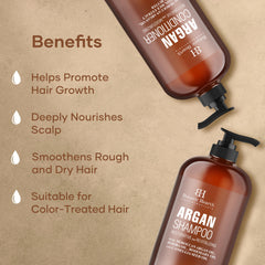 Botanic Hearth Argan Shampoo pour captured, indicating smooth distribution and rich lather.