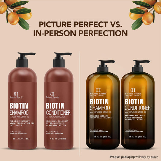Botanic Hearth Biotin Conditioner bottle with ginger oil for smoothing.