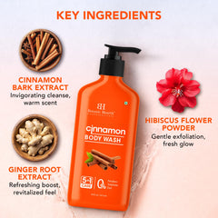 Botanic Hearth Cinnamon Body Wash creamy lather delivers gentle hydration for the skin.