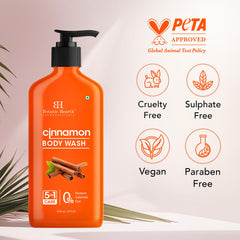Botanic Hearth Cinnamon Body Wash warm spice essence envelops the shower experience.